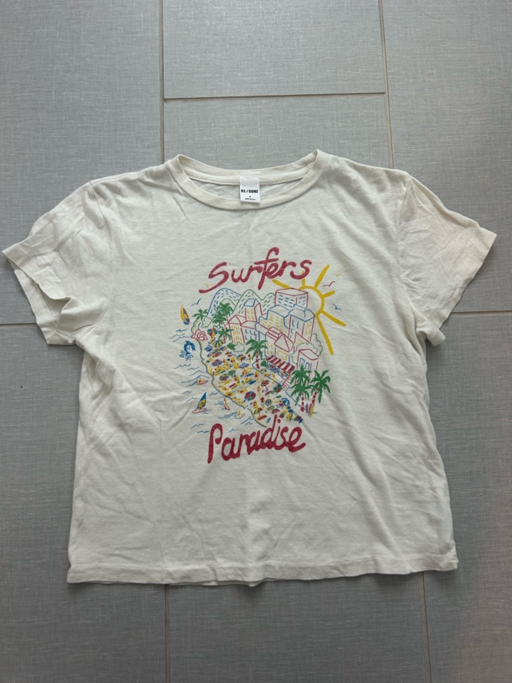 Re/Done White 'Surfers Paradise' Graphic Tee